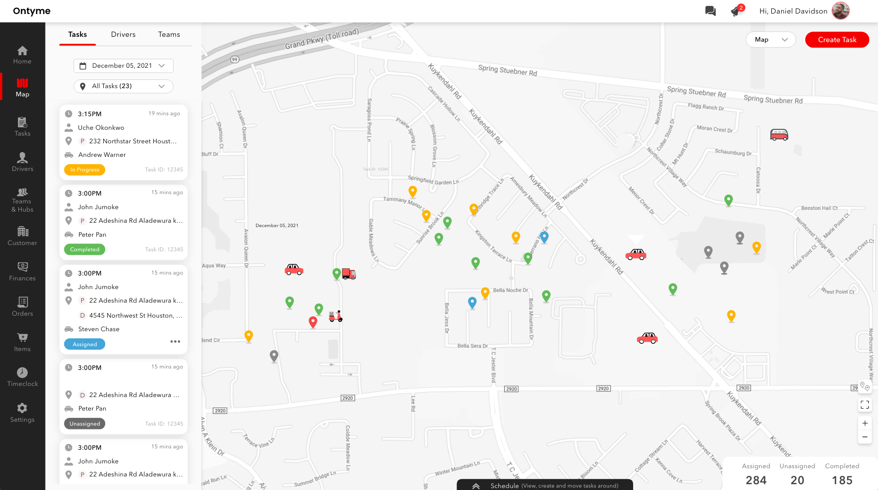 Intuitive dispatcher dashboard for real-time fleet overview.